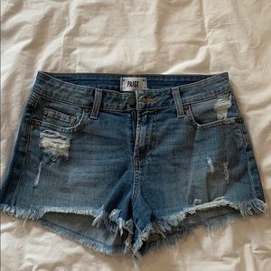 Paige distressed denim cutoff shorts